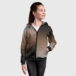 Толстовка на молнии детская Чёрно-коричневый текстурный градиент пополам, цвет: 3D-черный — фото 2