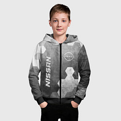 Толстовка на молнии детская Nissan - grey gradient вертикально, цвет: 3D-черный — фото 2