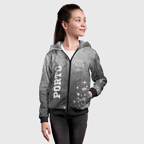 Детская толстовка на молнии Porto - grey gradient вертикально / 3D-Черный – фото 4