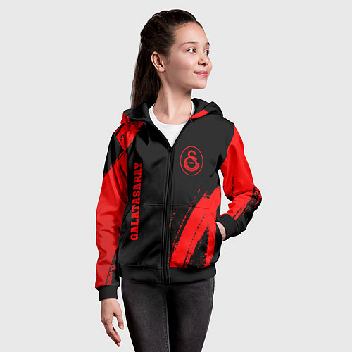 Детская толстовка на молнии Galatasaray - red gradient вертикально / 3D-Черный – фото 4