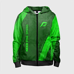 Толстовка на молнии детская Need for Speed - green gradient вертикально, цвет: 3D-черный