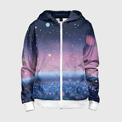 Толстовка на молнии детская Закат с блестками - текстура, цвет: 3D-белый