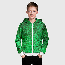 Толстовка на молнии детская Зелёный малахит абстрактная текстура, цвет: 3D-белый — фото 2