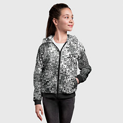 Толстовка на молнии детская Чёрно-белый абстрактная текстура, цвет: 3D-черный — фото 2