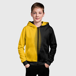 Толстовка на молнии детская Чёрно-жёлтый пополам с переходом, цвет: 3D-черный — фото 2