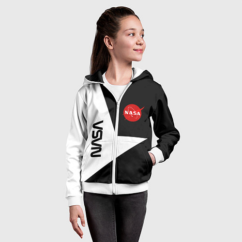 Детская толстовка на молнии Nasa текстура геометрия / 3D-Белый – фото 4