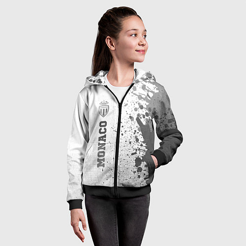 Детская толстовка на молнии Monaco - white gradient по-вертикали / 3D-Черный – фото 4