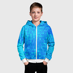 Толстовка на молнии детская Голубой неоновый абстрактная текстура, цвет: 3D-белый — фото 2