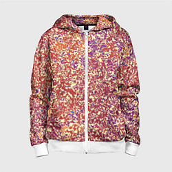 Толстовка на молнии детская Оранжево-розовый пёстрый паттерн мелкий рисунок, цвет: 3D-белый