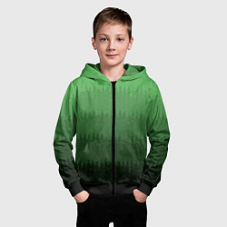 Толстовка на молнии детская Зеленый градиент текстурные полосы, цвет: 3D-черный — фото 2