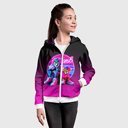 Толстовка на молнии детская Tom and Jerry - neon glow fantasy, цвет: 3D-белый — фото 2