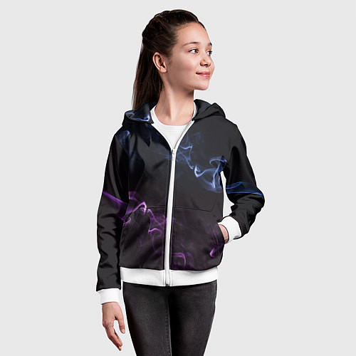 Детская толстовка на молнии Color black blue pink / 3D-Белый – фото 4
