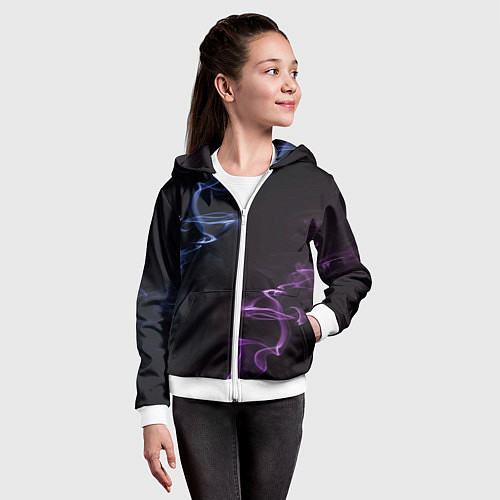 Детская толстовка на молнии Color black blue pink / 3D-Белый – фото 4