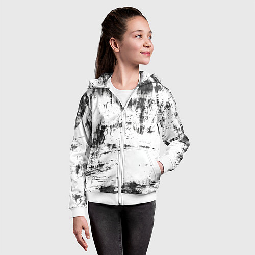 Детская толстовка на молнии Color black and white / 3D-Белый – фото 4