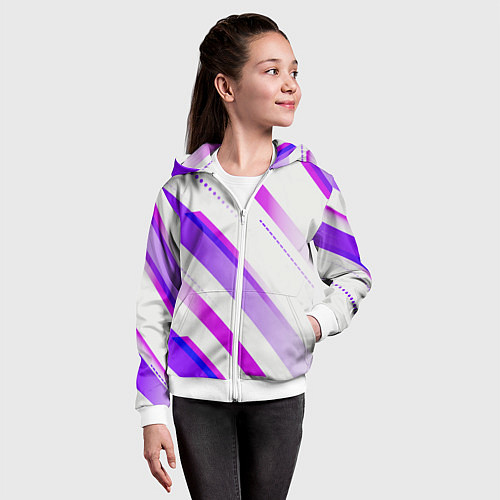 Детская толстовка на молнии Color white pink / 3D-Белый – фото 4