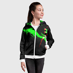 Толстовка на молнии детская Color black green red, цвет: 3D-белый — фото 2