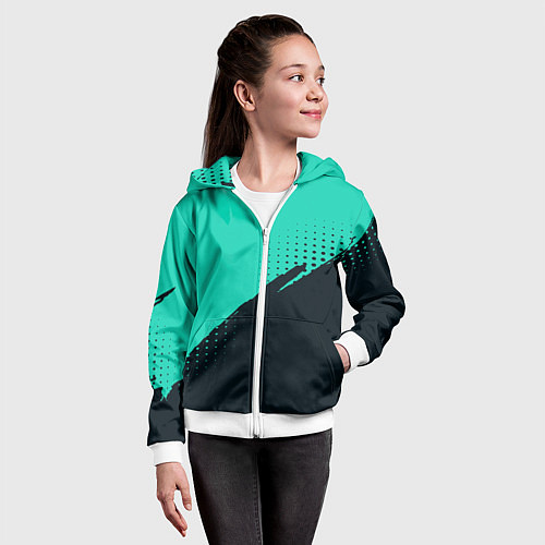 Детская толстовка на молнии Color black light blue / 3D-Белый – фото 4