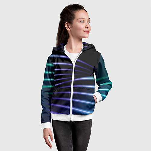 Детская толстовка на молнии Color black blue / 3D-Белый – фото 4