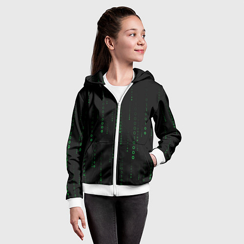 Детская толстовка на молнии Color black green / 3D-Белый – фото 4