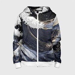 Детская толстовка на молнии Волны моря с блестками