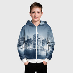 Толстовка на молнии детская New York город, цвет: 3D-белый — фото 2