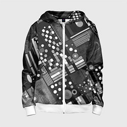 Детская толстовка на молнии Тёмный серый абстракция квадраты кружочки