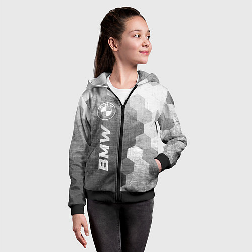 Детская толстовка на молнии BMW - grey gradient по-вертикали / 3D-Черный – фото 4