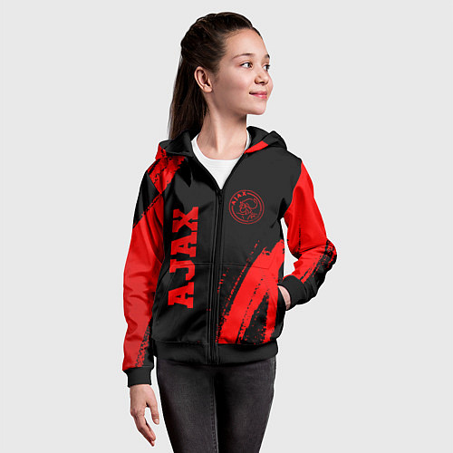 Детская толстовка на молнии Ajax - red gradient вертикально / 3D-Черный – фото 4