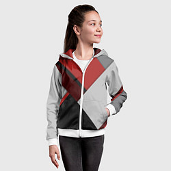 Толстовка на молнии детская Color black red grey, цвет: 3D-белый — фото 2