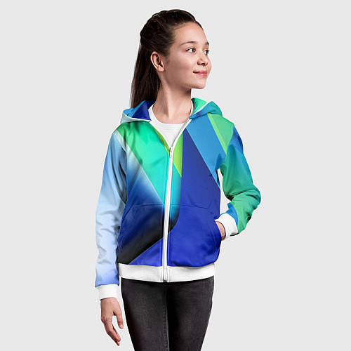 Детская толстовка на молнии Color blue green / 3D-Белый – фото 4