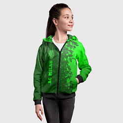 Толстовка на молнии детская AC Milan - green gradient по-вертикали, цвет: 3D-черный — фото 2