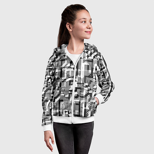 Детская толстовка на молнии Серый объёмный эффект / 3D-Белый – фото 4