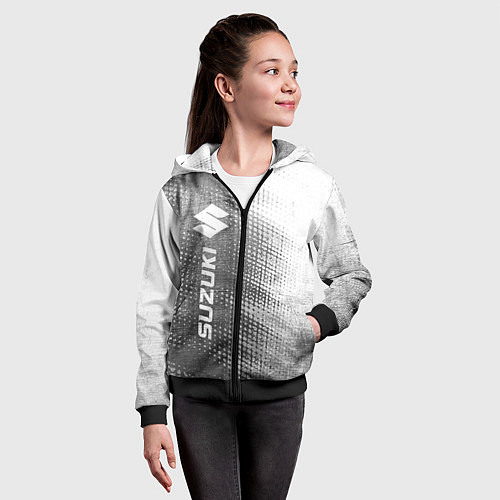 Детская толстовка на молнии Suzuki - grey gradient по-вертикали / 3D-Черный – фото 4