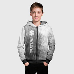 Толстовка на молнии детская Suzuki - grey gradient по-вертикали, цвет: 3D-черный — фото 2