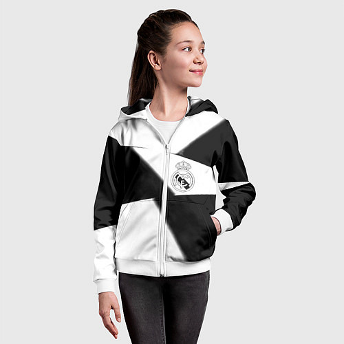 Детская толстовка на молнии Real Madrid geometry black / 3D-Белый – фото 4