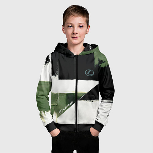 Детская толстовка на молнии Lexus логотип / 3D-Черный – фото 3