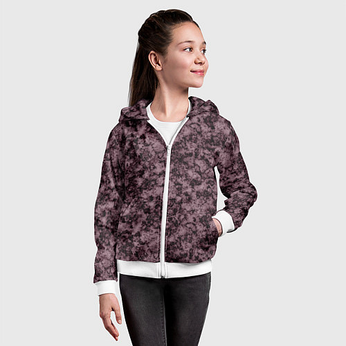Детская толстовка на молнии Горький шоколад мраморный узор / 3D-Белый – фото 4