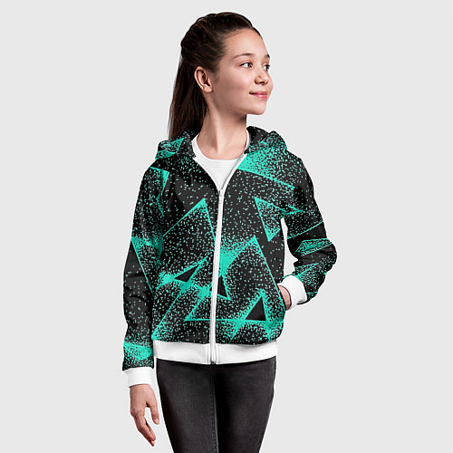 Детская толстовка на молнии The triangle is light blue / 3D-Белый – фото 4