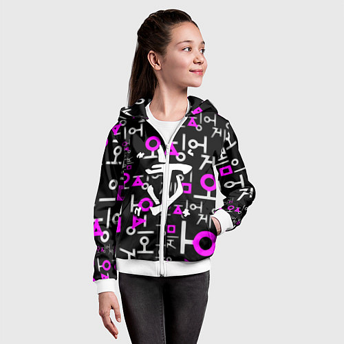 Детская толстовка на молнии Doom неоновый паттерн / 3D-Белый – фото 4