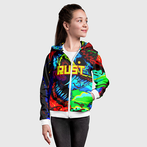 Детская толстовка на молнии Rust hyperbeast / 3D-Белый – фото 4