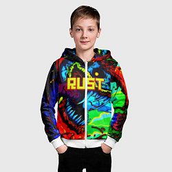 Толстовка на молнии детская Rust hyperbeast, цвет: 3D-белый — фото 2