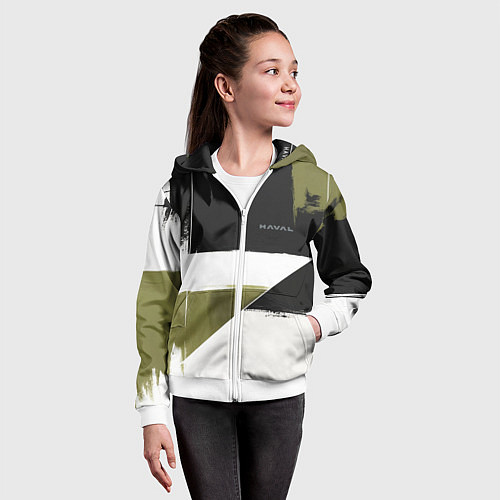 Детская толстовка на молнии Haval логотип / 3D-Белый – фото 4