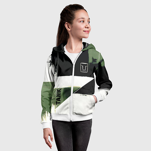 Детская толстовка на молнии Tank логотип машины / 3D-Белый – фото 4