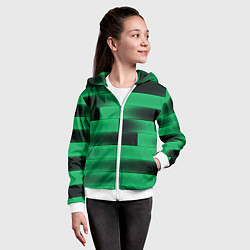 Толстовка на молнии детская Color green square, цвет: 3D-белый — фото 2