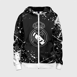 Толстовка на молнии детская Real Madrid белые краски, цвет: 3D-белый
