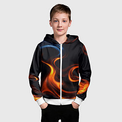 Толстовка на молнии детская The color is fire orange, цвет: 3D-белый — фото 2