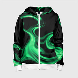 Толстовка на молнии детская Color green smoke, цвет: 3D-белый