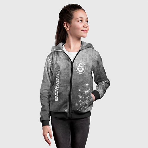 Детская толстовка на молнии Galatasaray - grey gradient вертикально / 3D-Черный – фото 4