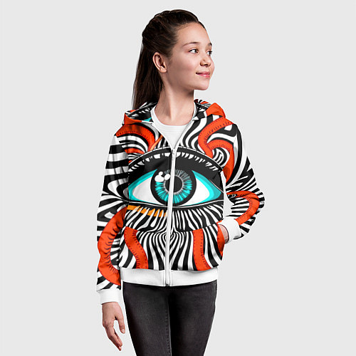 Детская толстовка на молнии Глаз / 3D-Белый – фото 4