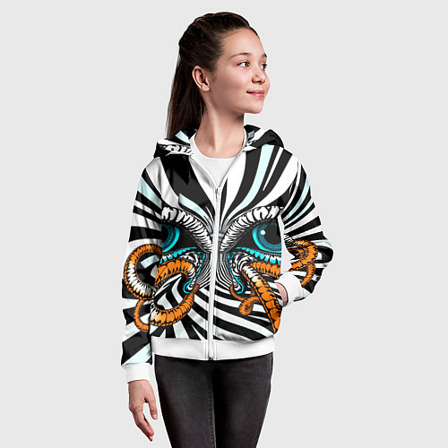 Детская толстовка на молнии Глаз и щупальца / 3D-Белый – фото 4